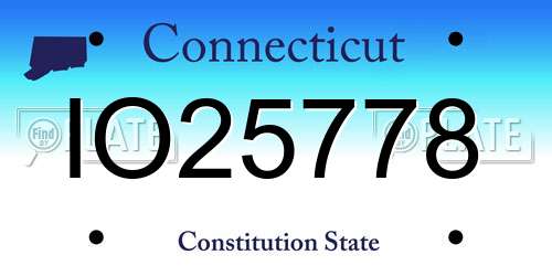 IO25778 Connecticut License Plate