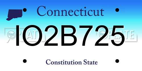 IO2B725 Connecticut License Plate