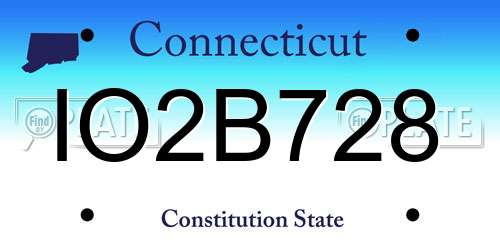 IO2B728 Connecticut License Plate