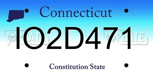 IO2D471 Connecticut License Plate