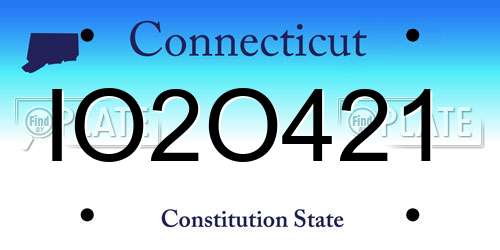 IO2O421 Connecticut License Plate