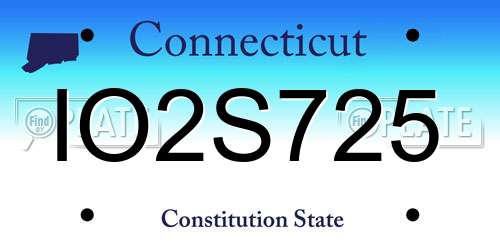 IO2S725 Connecticut License Plate