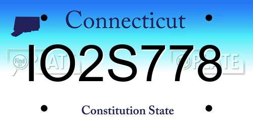 IO2S778 Connecticut License Plate
