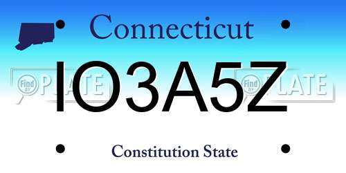 IO3A5Z Connecticut License Plate