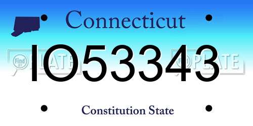 IO53343 Connecticut License Plate