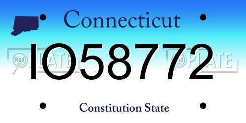 IO58772 Connecticut License Plate