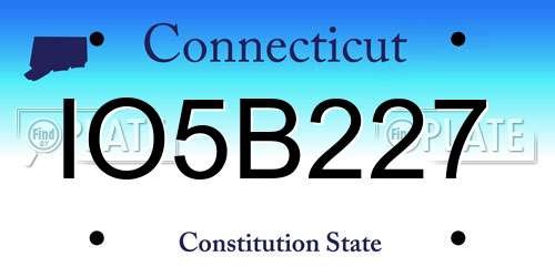 IO5B227 Connecticut License Plate