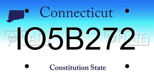 IO5B272 Connecticut License Plate