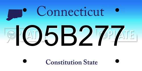 IO5B277 Connecticut License Plate