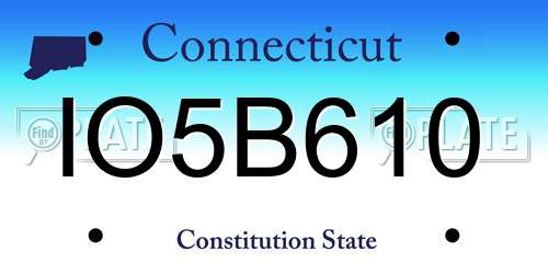 IO5B610 Connecticut License Plate