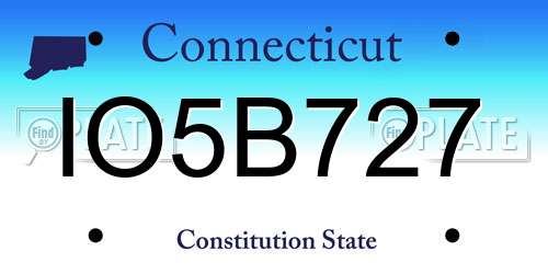IO5B727 Connecticut License Plate