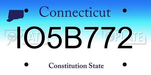 IO5B772 Connecticut License Plate