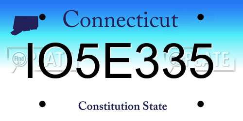 IO5E335 Connecticut License Plate