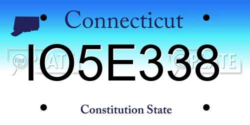IO5E338 Connecticut License Plate