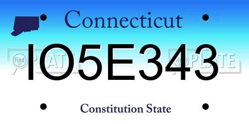 IO5E343 Connecticut License Plate