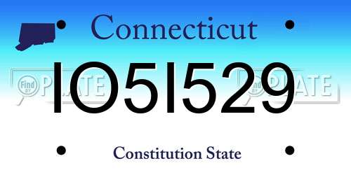 IO5I529 Connecticut License Plate