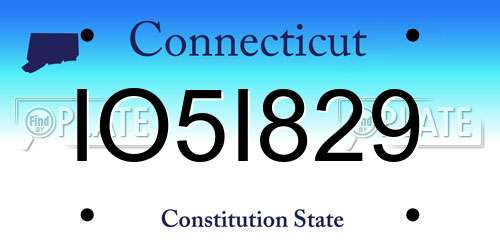 IO5I829 Connecticut License Plate