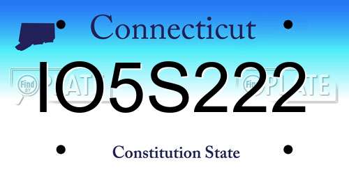 IO5S222 Connecticut License Plate