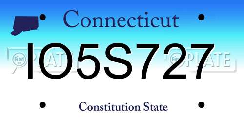 IO5S727 Connecticut License Plate