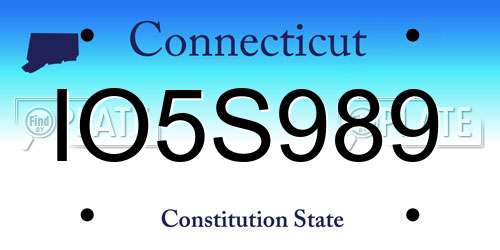 IO5S989 Connecticut License Plate