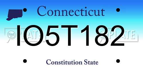 IO5T182 Connecticut License Plate