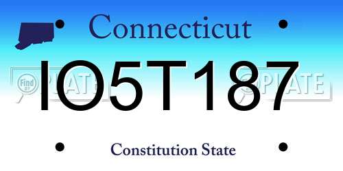 IO5T187 Connecticut License Plate