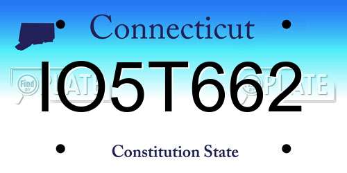 IO5T662 Connecticut License Plate