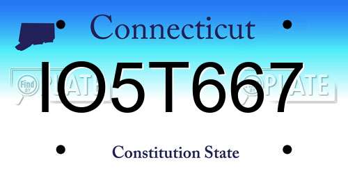 IO5T667 Connecticut License Plate