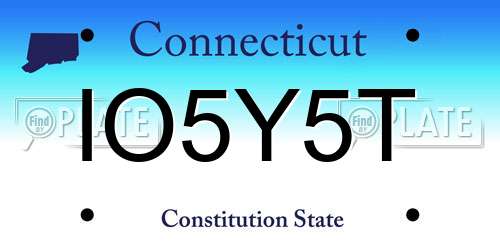 IO5Y5T Connecticut License Plate