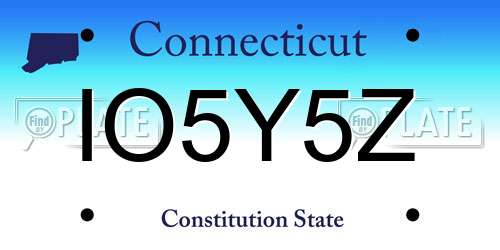 IO5Y5Z Connecticut License Plate