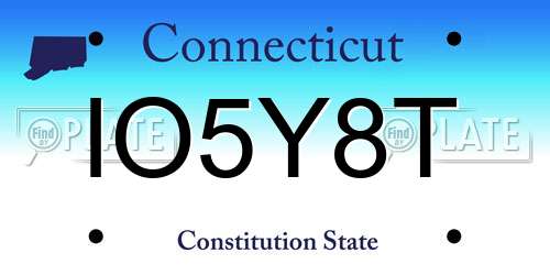 IO5Y8T Connecticut License Plate
