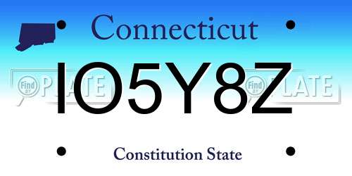 IO5Y8Z Connecticut License Plate