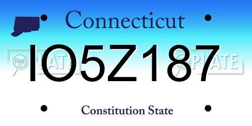 IO5Z187 Connecticut License Plate