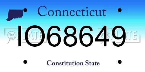 IO68649 Connecticut License Plate