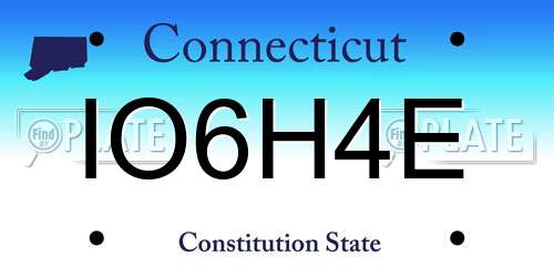 IO6H4E Connecticut License Plate