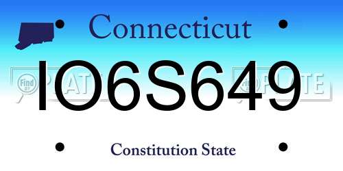 IO6S649 Connecticut License Plate
