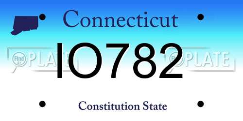 IO782 Connecticut License Plate