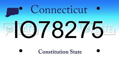IO78275 Connecticut License Plate