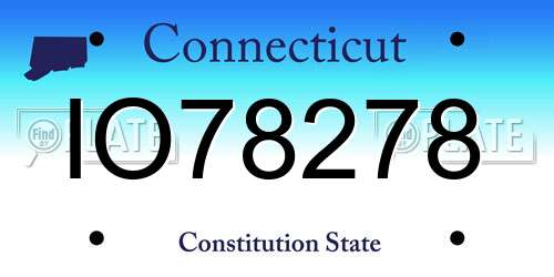 IO78278 Connecticut License Plate