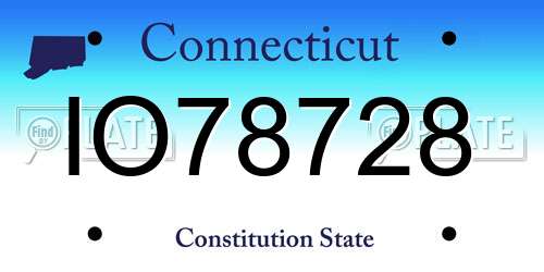 IO78728 Connecticut License Plate