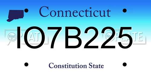 IO7B225 Connecticut License Plate