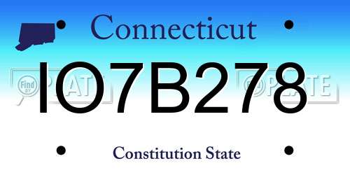 IO7B278 Connecticut License Plate