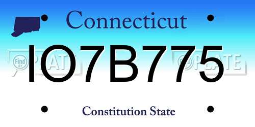 IO7B775 Connecticut License Plate