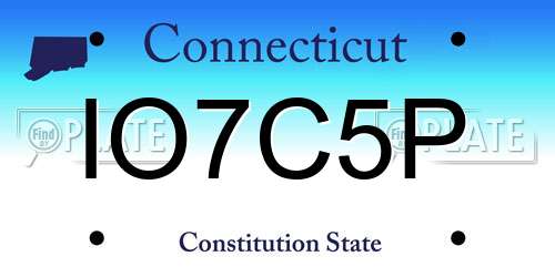 IO7C5P Connecticut License Plate