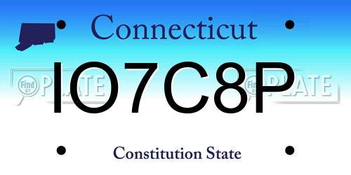 IO7C8P Connecticut License Plate