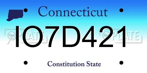 IO7D421 Connecticut License Plate