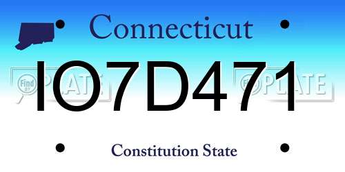 IO7D471 Connecticut License Plate