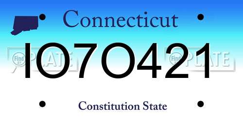 IO7O421 Connecticut License Plate