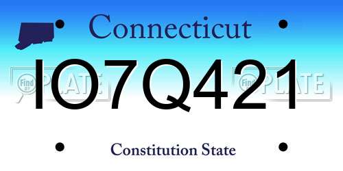 IO7Q421 Connecticut License Plate