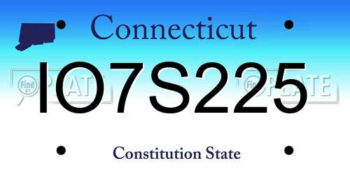 IO7S225 Connecticut License Plate